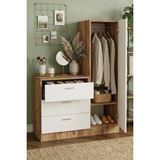 Yurudesign Nancy Aynalı Şifonyer Gardırop Modern Tasarım Çam-Beyaz 1 Kapak 3 Çekmece Suntalam CC6-AW