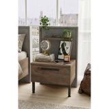 Yurudesign New Home Tekli Komodin Metal Ayak Beton-Kahve Hm5-Cg