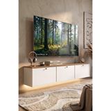 Yurudesign Nord Led Işıklı Tv Ünitesi Sehpası 3 Kapaklı Duvara Monte 180cm Sepet-Beyaz ND18-SW