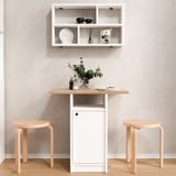 Yurudesign Nord Mutfak Masası Yemek Masası Dolaplı Raflı Sepet-Beyaz ND17-SW