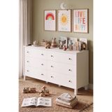 Yurudesign Noren Geniş Şifonyer 6 Çekmeceli Ahşap Ayaklı Bebek ve Çocuk Odası Beyaz NR2-W