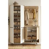 Yurudesign Oasis Modern Portmanto Vestiyer Metal Ayaklı Beyaz 147 cm Genişlik 195 cm Yükseklik OS1-SW - Kahverengi
