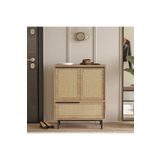 Yurudesign Ocean Ayakkabılık Çok Amaçlı Dolap 3 Kapaklı Metal Ayaklı Uv Baskı Sepet-Jüt ON8C-SU