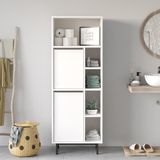 Yurudesign Ocean Banyo Dolabı Çok Amaçlı Dolap 2 Kapaklı Metal Ayaklı Beyaz ON10C-W