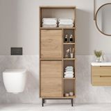 Yurudesign Ocean Banyo Dolabı Çok Amaçlı Dolap 2 Kapaklı Metal Ayaklı Sepet ON10C-S - Kahverengi