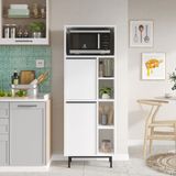 Yurudesign Ocean Mutfak Kiler Dolabı Mikrodalga 2 Kapaklı Raflı Metal Ayaklı Beyaz ON10A-W