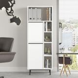 Yurudesign Ocean Ofis Klasör Dolabı Kitaplık 2 Kapaklı Metal Ayaklı Beyaz ON10B-W