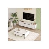 Yurudesign Ocean Tv Ünitesi Orta Sehpa 2'li Set Beyaz On19-w