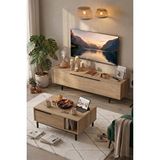 Yurudesign Ocean Tv Ünitesi Orta Sehpa 2'li Set Sepet On19-s Kahverengi