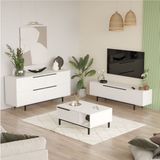 Yurudesign Ocean Tv Ünitesi Orta Sehpa Konsol 3'Lü Set Beyaz ON20-W