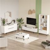 Yurudesign Ocean Tv Ünitesi Orta Sehpa Konsol Kitaplık 4'lü Set Beyaz On21-w