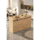 Yurudesign Orren Ada Mutfak Yemek Masası 4 Kapaklı 160CM Sepet Or1-S - Kahverengi