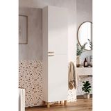 Yurudesign Oslo 2 Kapaklı Ahşap Ayaklı Çok Amaçlı Banyo Boy Dolabı Havluluk Düzenleyici Beyaz OL3-W