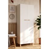 Yurudesign Oslo 2 Kapaklı Ahşap Ayaklı Çok Amaçlı Dolap Mutfak Kiler Erzak Banyo Düzenleyici Ayakkabılık Beyaz OL7-W