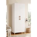 Yurudesign Oslo 4 Kapaklı Ahşap Ayaklı Geniş Çok Amaçlı Dolap Ayakkabılık Mutfak Kiler Banyo Erzak Dolabı Beyaz OL2-W