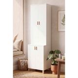Yurudesign Oslo 45 cm Derinlik 4 Kapaklı Dar Alan Çok Amaçlı Mutfak Kiler Erzak Dolabı Terek Beyaz OL12-W