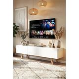 Yurudesign Pulse Tv Ünitesi 3 Kapaklı 180cm Ahşap Ayaklı Beyaz Pu1-w
