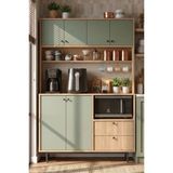 Yurudesign Royce Serisi Modern Tasarımlı Kahve Köşesi Mutfak Dolabı 1200 mm Sepet-Ihlamur Yeşili RE5-SY - Kahverengi