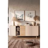 Yurudesign Sedra Konsol 4 Kapaklı Raflı Ahşap Ayaklı 180CM Kumsal-Sepet Sd5-Cs - Bej
