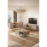 Yurudesign Sedra Tv Ünitesi Orta Sehpa Konsol 3'Lü Set Ahşap Ayaklı Sepet-Kumsal SD10-CS