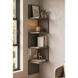 Yurudesign Shelf R9 Köşe Duvar Rafı Modern Kitaplık Antrasit Gri