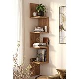 Yurudesign Shelf R9 Köşe Duvar Rafı Modern Kitaplık Atlantik Çam Kahverengi