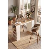 Yurudesign Style Bar Masası Ada Mutfak Yemek Masası Atlantik Çam-beyaz St1-aw