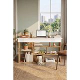 Yurudesign Tywin Kitaplık Raflı Çalışma Masası Çam-Beyaz CT5-AW - Y: 72 cm D: 40 cm G: 129 cm