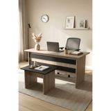 Yurudesign Vario AB Ofis Büro Masa Takımı Çalışma Masası ve Yan Sehpa Seti Meşe Siyah