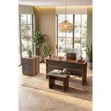 Yurudesign Vario ABC Ofis Büro Masa Takımı Çalışma Masası Yan Sehpa ve 3 Çekmeceli Keson Seti Barok Antrasit