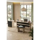 Yurudesign Vario ABC Ofis Büro Masa Takımı Çalışma Masası Yan Sehpa ve 3 Çekmeceli Keson Seti Meşe Siyah