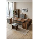 Yurudesign Vario ABCDEF Ofis Büro Masa Takımı Çalışma Masası 3 Kitaplık Dolap Keson Sehpa Barok Antrasit Set