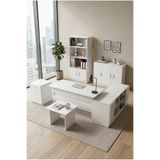 Yurudesign Vario ABCDEF Ofis Büro Masa Takımı Çalışma Masası 3 Kitaplık Dolap Keson Sehpa Beyaz Set