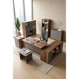 Yurudesign Vario ABCDEFG2 Ofis Masa Makam Takımı Barok-Antrasit 140 cm Ahşap Malzeme ile Modern Tasarım - Ceviz