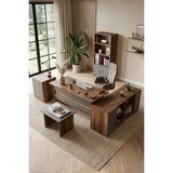 Yurudesign Vario ABCDF Barok-Antrasit Ofis Masa Takımı Ahşap 140 cm Genişlik Modern Tasarım - Ceviz - Siyah