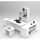 Yurudesign Vario ABCDF Ofis Masa Takımı 3 Renk Beyaz Ahşap Malzeme 140 cm Genişlik VO15-W