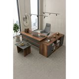Yurudesign Vario ABF Ofis Büro Masa Takımı Barok-Antrasit Ahşap Malzeme 140 cm Genişlik VO10-BA - Ceviz - Siyah