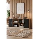 Yurudesign Vario F Ofis Kapaklı Kitaplık Dolap 3 Renk VO6-OB - Meşe - Siyah