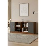 Yurudesign Vario F Ofis Kapaklı Kitaplık Dolap Barok-Antrasit VO6-BA - Ceviz - Siyah