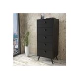 Yurudesign Vilamo Komodin Ahşap Ayak, 5Çekmece, Siyah VL70-332