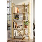 Yurudesign Voyage Gold Metal Kitaplık 5 Raflı 2 Bölme 175cm Mermer Desen Vg4-ge