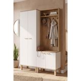 Yurudesign Yoda 4 Kapaklı Raflı Portmanto Vestiyer Ayakkabılık Ahşap Ayaklı 2 Modül 184cm YD10-SW