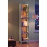Yurudesign Yoda 5 Raflı Neon Led Işıklı Dar Alan Kitaplık Ahşap Ayaklı Sepet-Ihlamur Yeşili 183cm YD5-SY
