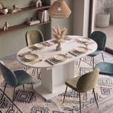 Yurupa Alveros Serisi Oval Açılabilir Yemek Masası Mutfak Masası Beyaz 80X120 (Açılınca 80X160 Cm) Alv2-W - 80 x 160 cm