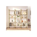 Yurupa Atlantis 175cm Gold Metal Kitaplık 5 Raflı Geniş 3 Bölme Mermer Desen ATL6-GE