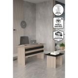 Yurupa Bega AB Ofis Masası Sehpa 2'li Ofis Büro Masa Takımı 3 Renk Meşe-Siyah BEG8-OB