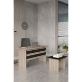 Yurupa Bega AB Ofis Masası Sehpa 2'li Ofis Büro Masa Takımı 3 Renk Meşe-Siyah BEG8-OB