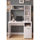 Yurupa Bloom Kitaplıklı Çalışma Masası Dolaplı Bilgisayar Masası 110 cm Beyaz Bom1-W