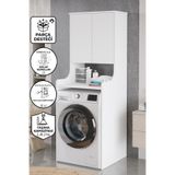 Yurupa Çamaşır Makinesi Üstü Dolabı Valen Banyo Düzenleyici Raflı Kapaklı Çok Amaçlı Dolap Beyaz Val2-W