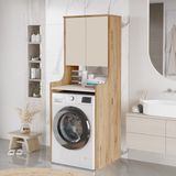 Yurupa Çamaşır Makinesi Üstü Dolabı Valen Banyo Düzenleyici Raflı Kapaklı Çok Amaçlı Dolap Çam-Kaşmir Val2-Aka